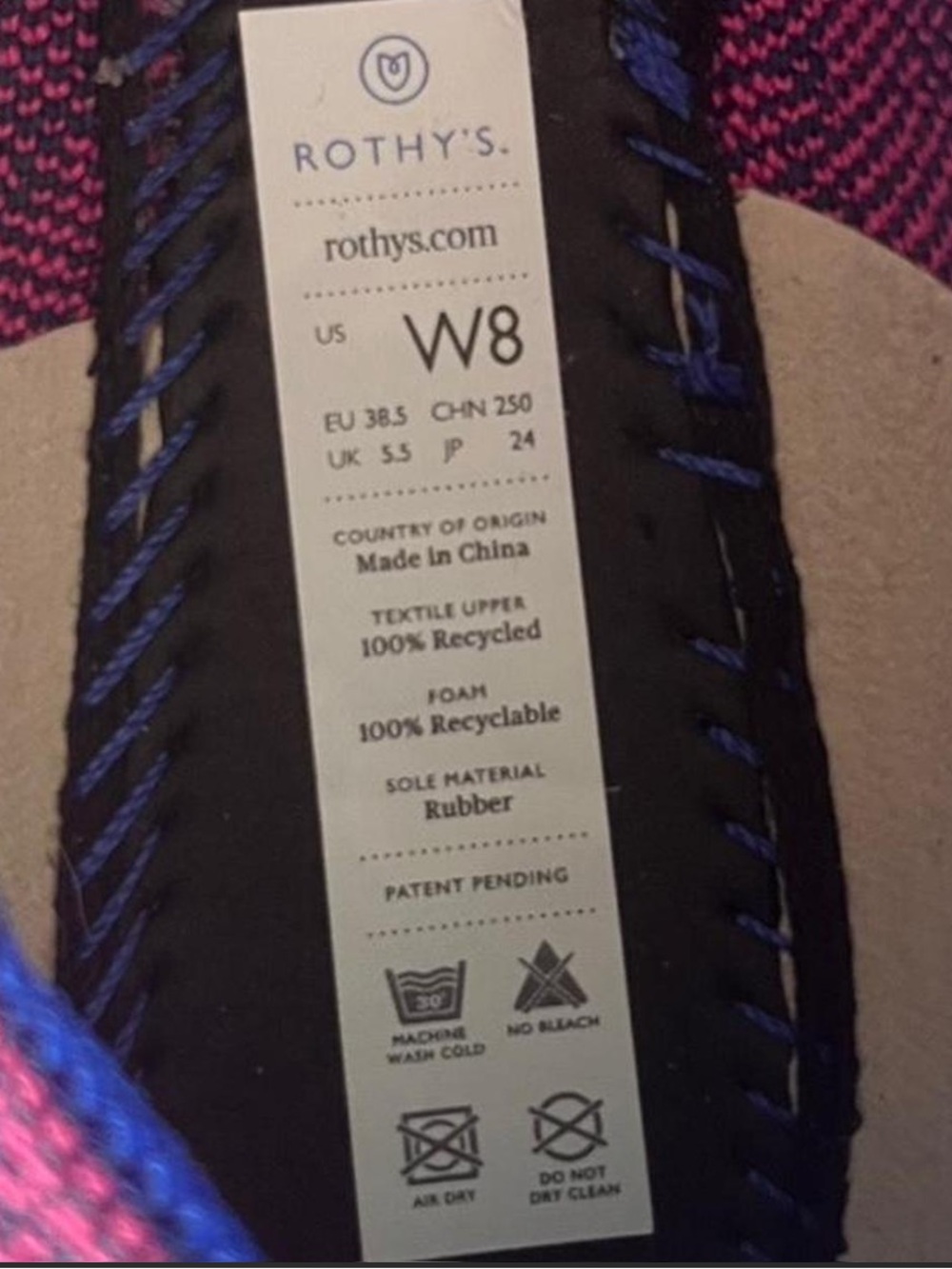 Rothy's The Loafer Retired Fuchsia Navy Snake Print Knit shoes Size 8 - Picture 7 of 8